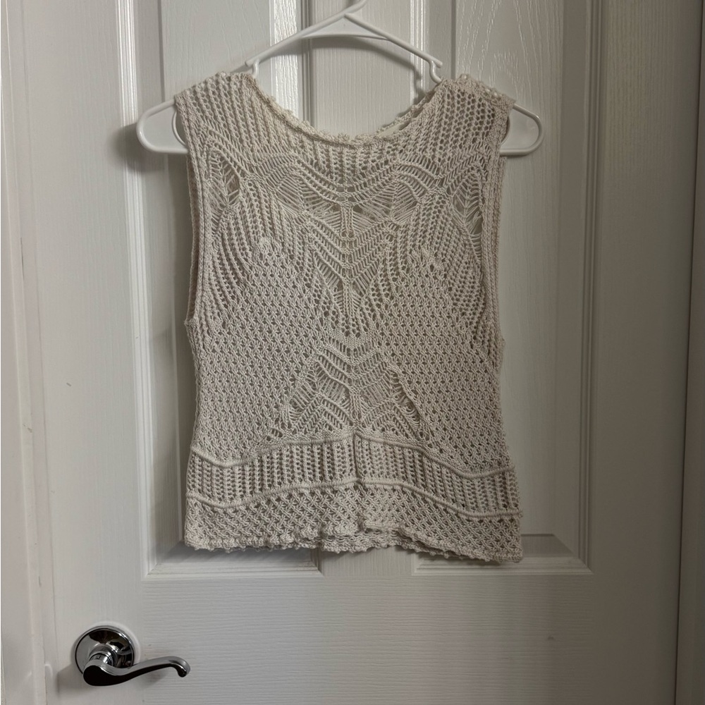 Abercrombie & Fitch Cream Crochet Tank Top